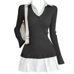 Dresses & Rompers*Boogzel Clothing Preppy Style Pleated Knit Dress