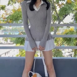 Dresses & Rompers*Boogzel Clothing Preppy Style Pleated Knit Dress