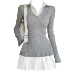 Dresses & Rompers*Boogzel Clothing Preppy Style Pleated Knit Dress