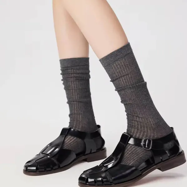 Socks*Boogzel Clothing Preppy Style Ribbed Thin Socks