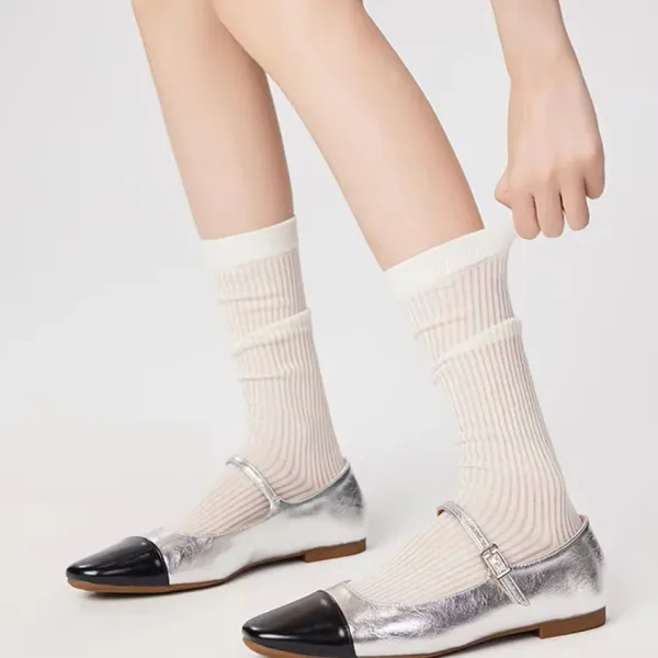 Socks*Boogzel Clothing Preppy Style Ribbed Thin Socks