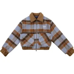 Coats & Jackets*Boogzel Clothing Preppy Style Warm Checkered Jacket Brown/blue