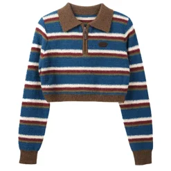 Striped Sweaters|Sweaters*Boogzel Clothing Primary Colors Cropped Knit Sweater