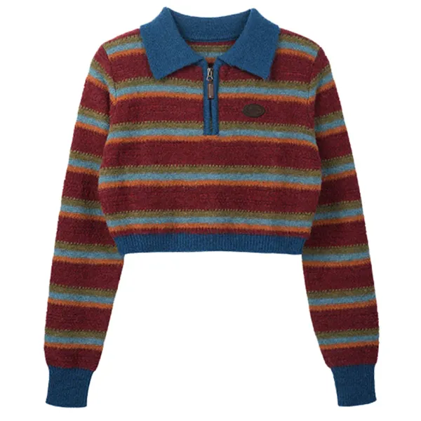Striped Sweaters|Sweaters*Boogzel Clothing Primary Colors Cropped Knit Sweater
