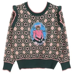 Sweaters*Boogzel Clothing Princess Cat Knit Pullover Green