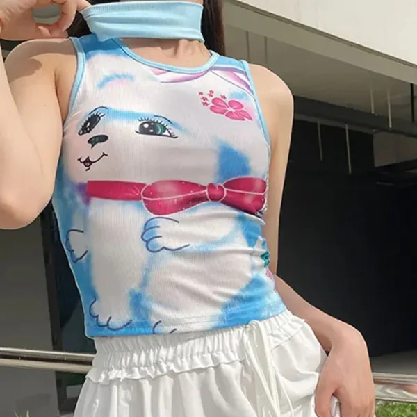 Y2K Tops*Boogzel Clothing Puppy Y2K Aesthetic Tank Top Blue