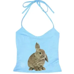 Y2K Tops|Crop Tops*Boogzel Clothing Rabbit Print Y2K Halter Top