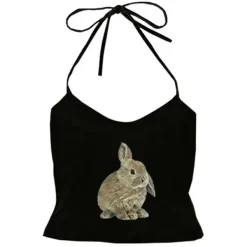 Y2K Tops|Crop Tops*Boogzel Clothing Rabbit Print Y2K Halter Top
