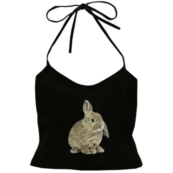 Y2K Tops|Crop Tops*Boogzel Clothing Rabbit Print Y2K Halter Top