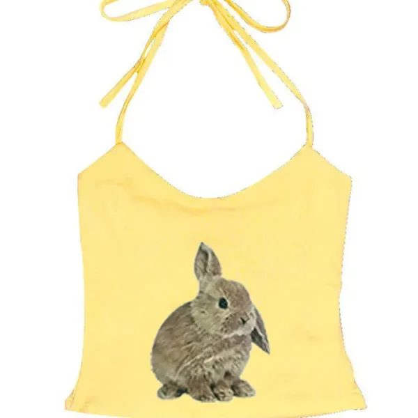 Y2K Tops|Crop Tops*Boogzel Clothing Rabbit Print Y2K Halter Top