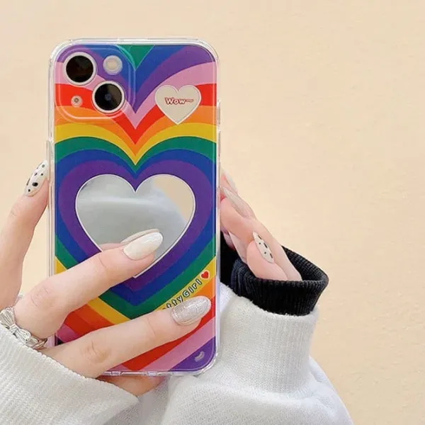 Iphone Cases*Boogzel Clothing Heart Mirror iPhone Case Rainbow