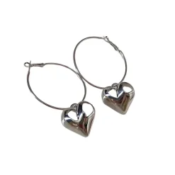 Earrings*Boogzel Clothing Ready For Love Heart Earrings Silver