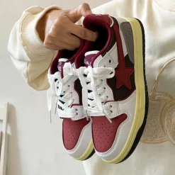 Classics|Aesthetic Sneakers*Boogzel Clothing Red & Grey Shooting Star Sneakers White/red