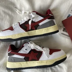 Classics|Aesthetic Sneakers*Boogzel Clothing Red & Grey Shooting Star Sneakers White/red