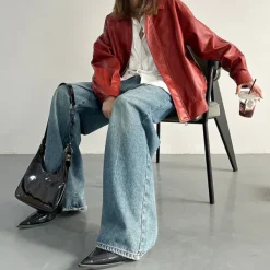 Coats & Jackets*Boogzel Clothing Grunge Leather Jacket Red