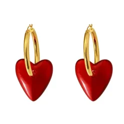 Earrings*Boogzel Clothing Red Heart-Shaped Drop Earrings Gold/red