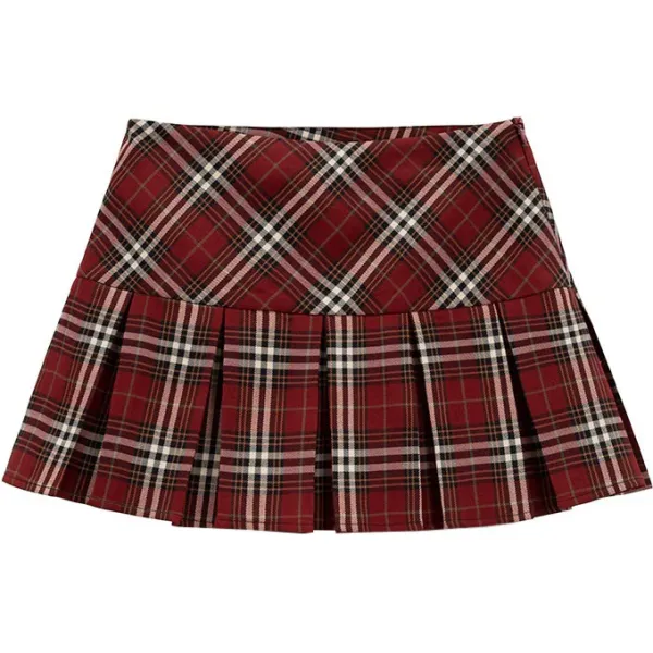 Skirts*Boogzel Clothing Plaid Grunge Pleated Skirt Red