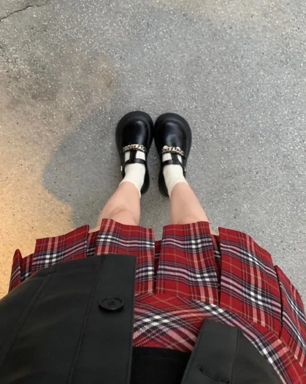 Skirts*Boogzel Clothing Plaid Grunge Pleated Skirt Red