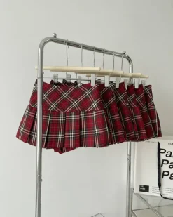 Skirts*Boogzel Clothing Plaid Grunge Pleated Skirt Red