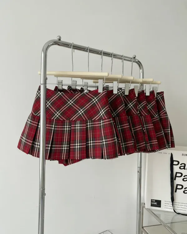 Skirts*Boogzel Clothing Plaid Grunge Pleated Skirt Red