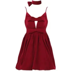 Dresses & Rompers*Boogzel Clothing Velvet Halter Dress Red