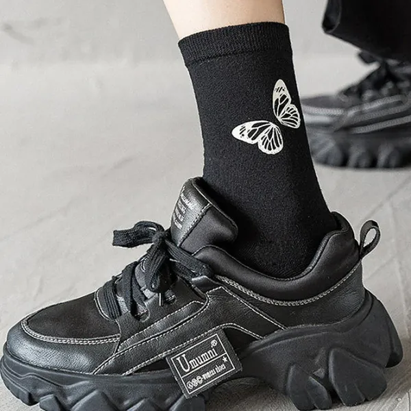Socks*Boogzel Clothing Reflective Butterfly Socks Black