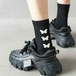 Socks*Boogzel Clothing Reflective Butterfly Socks Black