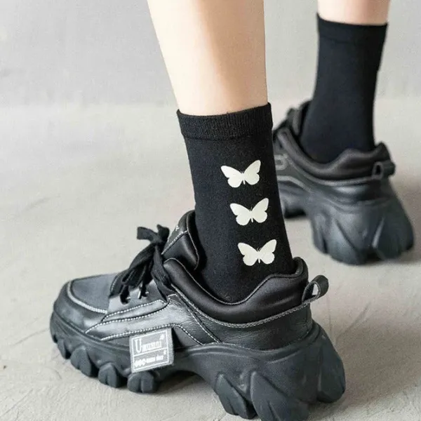 Socks*Boogzel Clothing Reflective Butterfly Socks Black