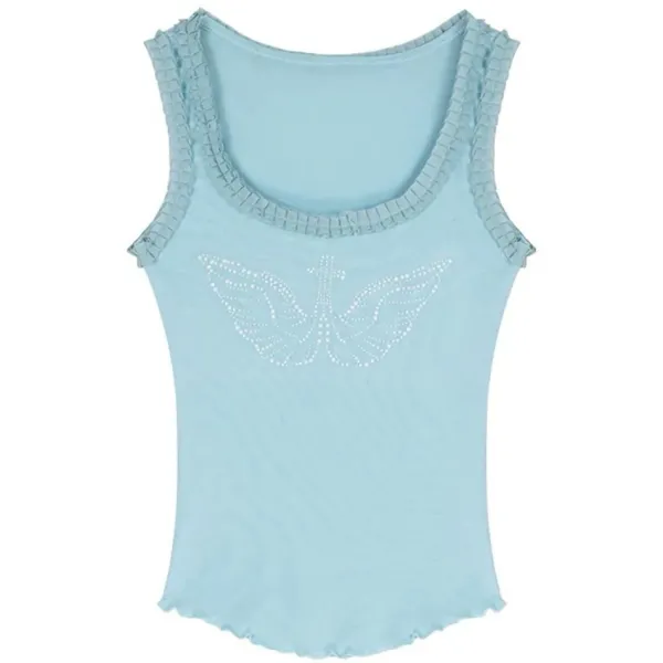 Y2K Tops*Boogzel Clothing Rhinestone Angel Wings Tank Top