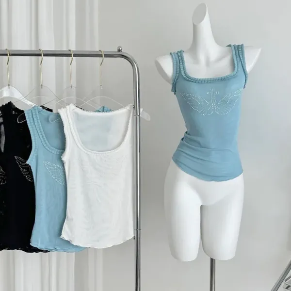 Y2K Tops*Boogzel Clothing Rhinestone Angel Wings Tank Top