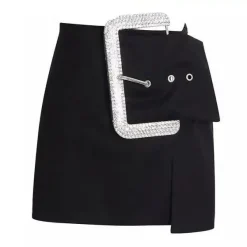 Skirts*Boogzel Clothing Rhinestone Buckle Mini Skirt Black