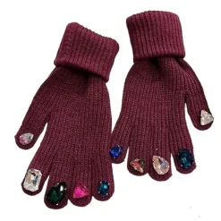 Other*Boogzel Clothing Rhinestone Knit Gloves