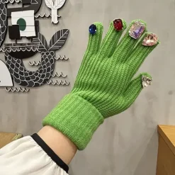Other*Boogzel Clothing Rhinestone Knit Gloves