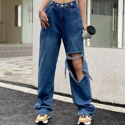 Jeans*Boogzel Clothing Ripped Baggy Jeans Blue