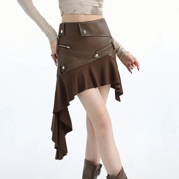 Skirts*Boogzel Clothing Rock The Scene Asymmetric Leather Skirt
