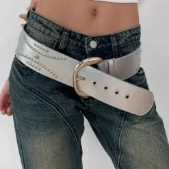 Belts & Chains*Boogzel Clothing Rock The Scene Metal Rivet Belt Silver