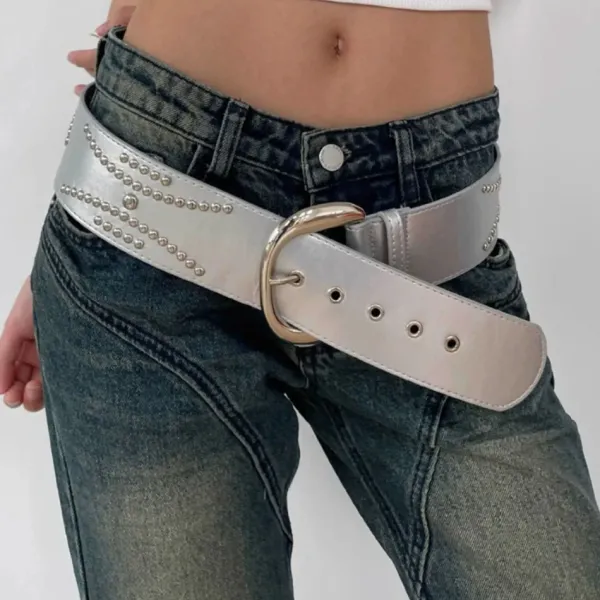 Belts & Chains*Boogzel Clothing Rock The Scene Metal Rivet Belt Silver
