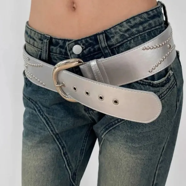 Belts & Chains*Boogzel Clothing Rock The Scene Metal Rivet Belt Silver