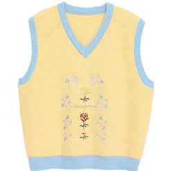 Knit Vests*Boogzel Clothing Rose Embroidery Knit Vest