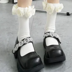 Socks*Boogzel Clothing Roses Ribbed Socks