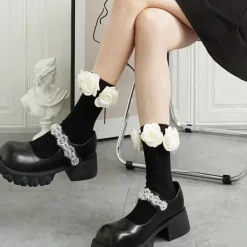 Socks*Boogzel Clothing Roses Ribbed Socks