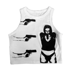 Crop Tops*Boogzel Clothing Run She Got the Gun Top White