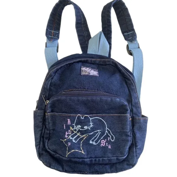 Bags & Purses*Boogzel Clothing 90's Aesthetic Denim Backpack Blue