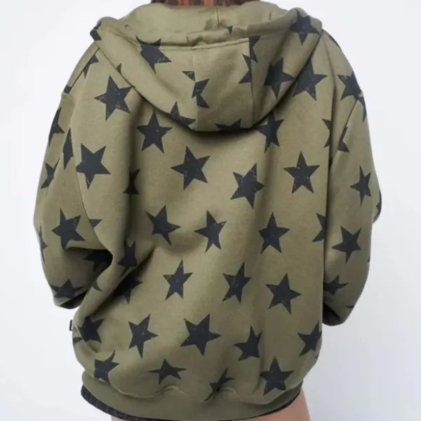 Hoodies*Boogzel Clothing 2000s Aesthetic Star Print Hoodie Green