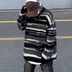Mens|Sweaters*Boogzel Clothing 90's Aesthetic Striped Knit Sweater