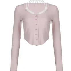 Long Sleeve Tops*Boogzel Clothing 2000's Baby Layered Top Pink