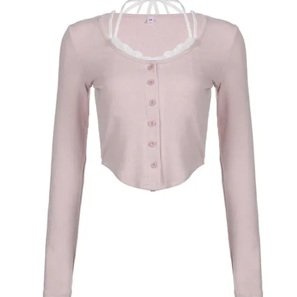 Long Sleeve Tops*Boogzel Clothing 2000's Baby Layered Top Pink