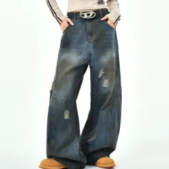 Jeans*Boogzel Clothing 90s Distressed Baggy Jeans Blue