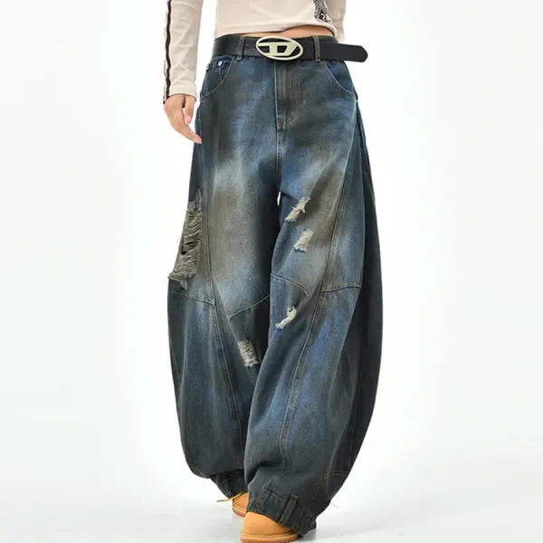 Jeans*Boogzel Clothing 90s Distressed Baggy Jeans Blue