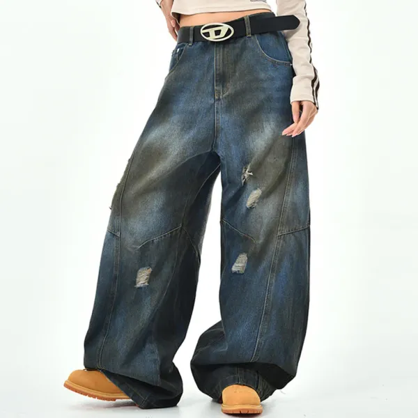 Jeans*Boogzel Clothing 90s Distressed Baggy Jeans Blue